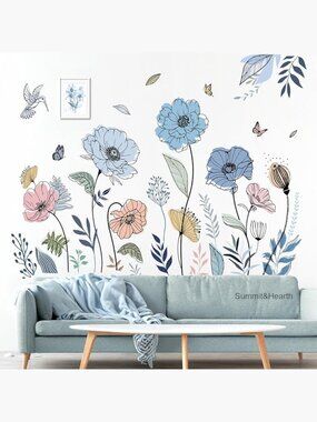 Self-Adhesive Wall Decals, 2 Sheets, Floral Butterfly Design, Waterproof PVC